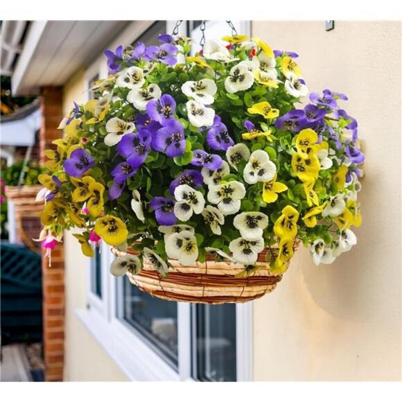 Artificial Outdoor Flowers UV Resistant Fake Plants Porch Garden Patio Decor - Picture 7 of 8